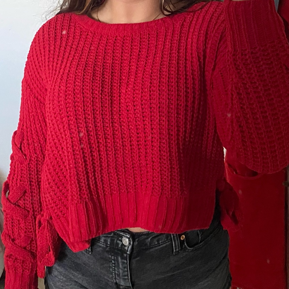 Red knit sweater